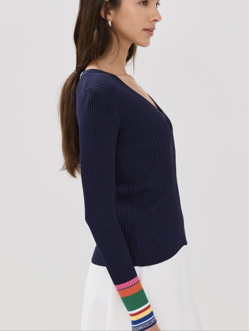 Staud Cargo Sweater - Navy Multi - Picture 2 of 12